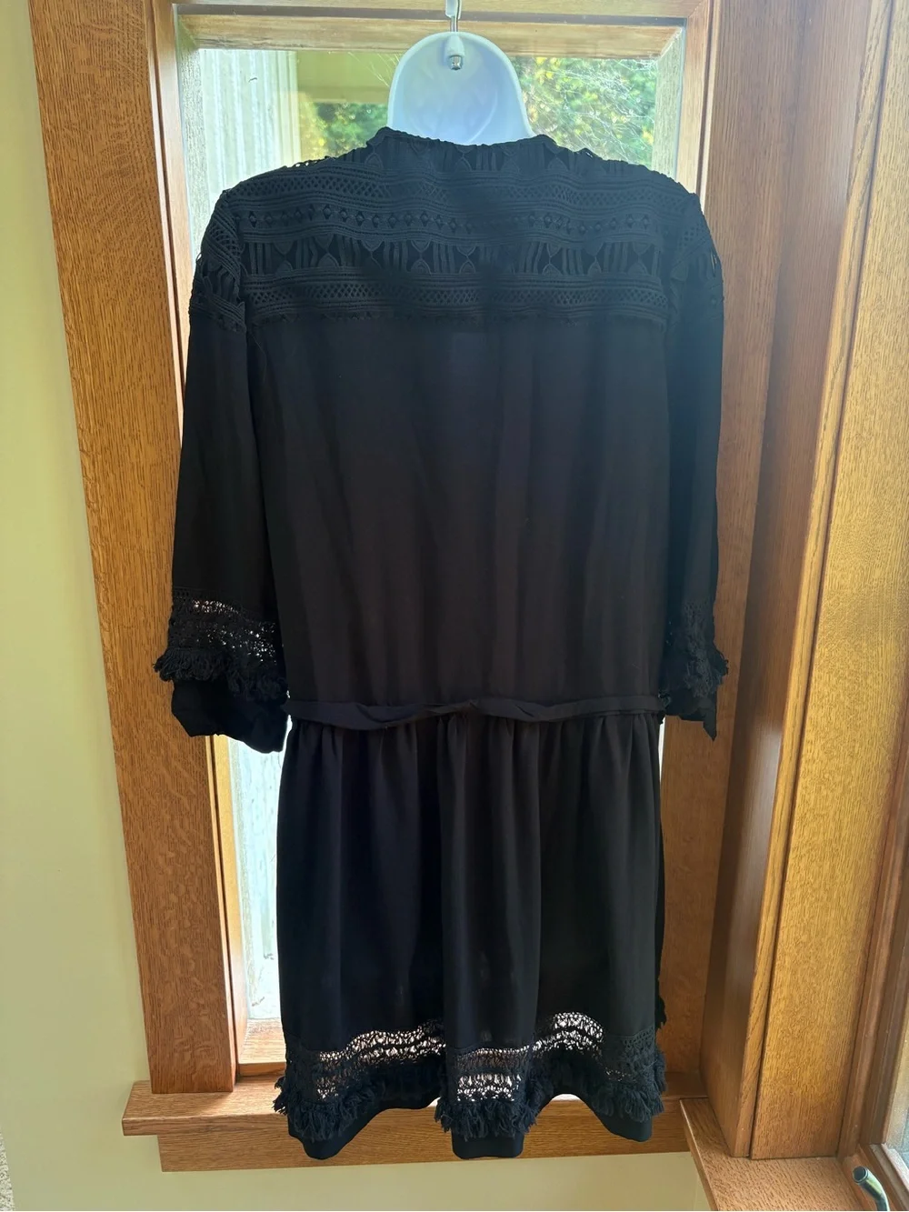 Tuckernuck Black Dress Pippa Fringe Lace Sz Medium 🖤